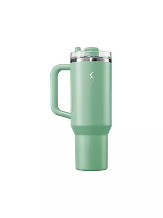 LURCH | Bicchiere isolante con cannuccia 1,2 l Nero | hellgrün